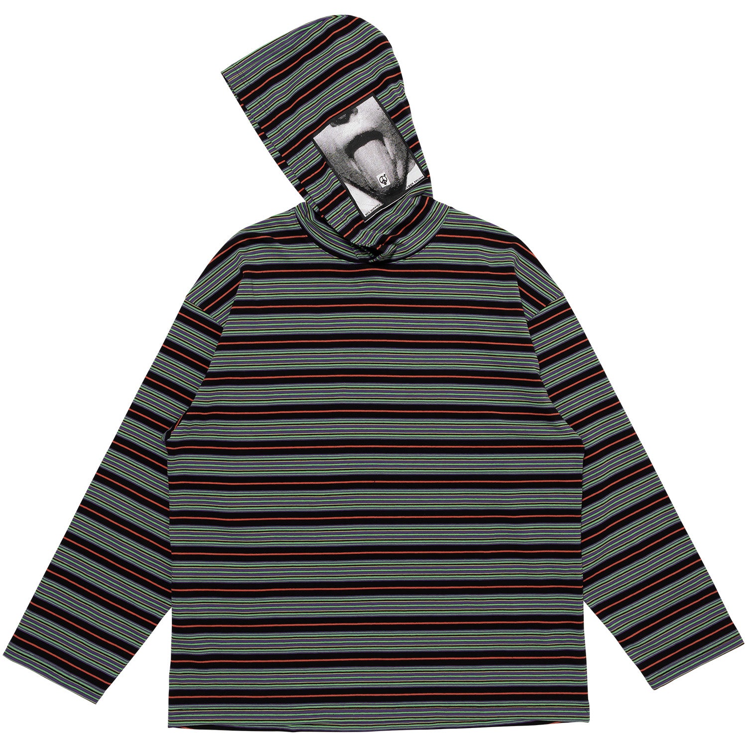 Lqqk Studio Collab Multi Border Hooded Long Sleeve Tee