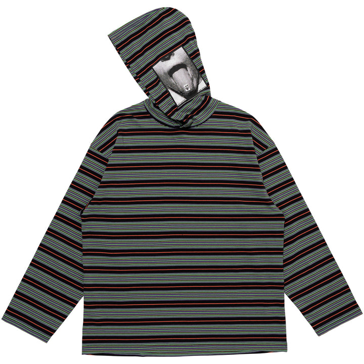 Lqqk Studio Collab Multi Border Hooded Long Sleeve Tee